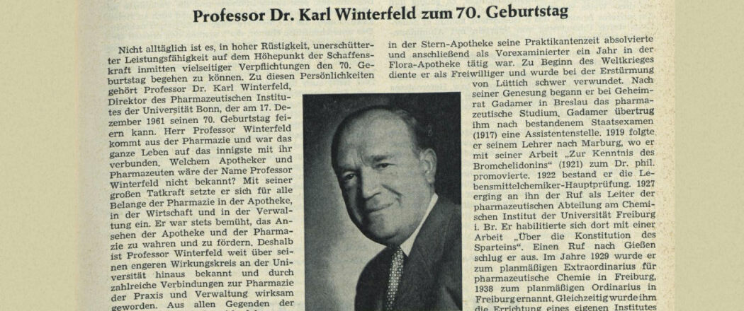 Karl Winterfeld 70 Jahre - Zeitung